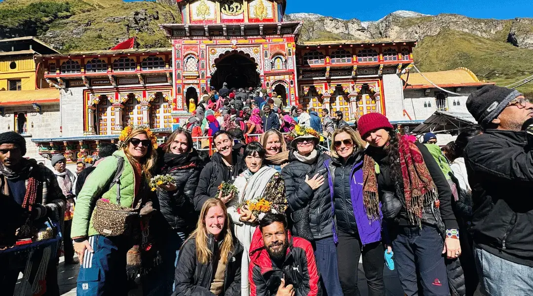 Image Clicked at Badrinath temple with our local expert during 4 dham yatra by helicopter